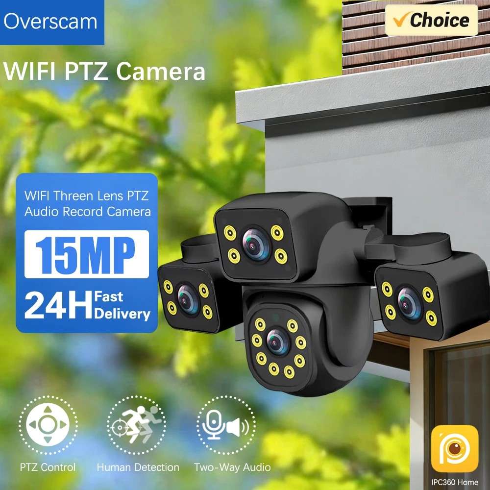 

Three Screen Three Lens 15MP HD WIFI IP Color Night Vision Camera Human Detection IP66 Waterproof CCTV Video Security IPC360 Hom