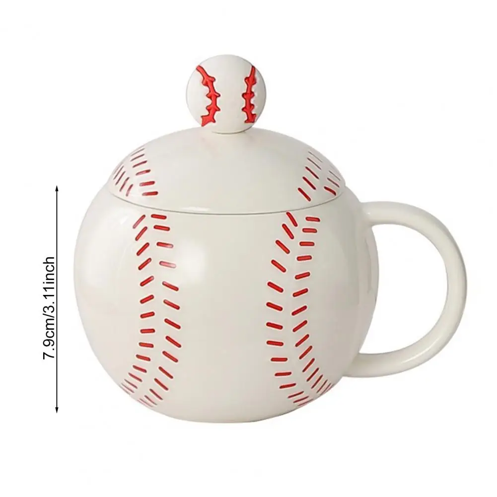 

Baseball Shape Coffee Mug with Lid C-Shaped Handle Ceramic Mug 420ml Water Drinking Cup for Coffee Tea Drinks Home Kitchen Outdo