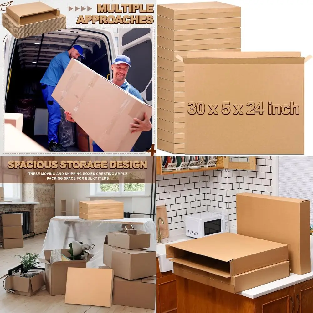 

Набор из 15 картонных коробок с боковой загрузкой, 30x5x24 дюйма, для переезда, хранения, упаковки и транспортировки телевизоров, картин и произведений искусства
