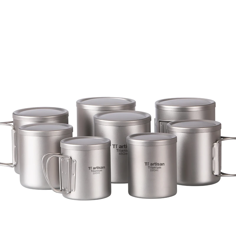

Outdoor Titanium Double Wall 220ml to 550ml Coffee and Tea Mug 450ml 330ml 220ml Capacity for Camping Hiking Backpacking