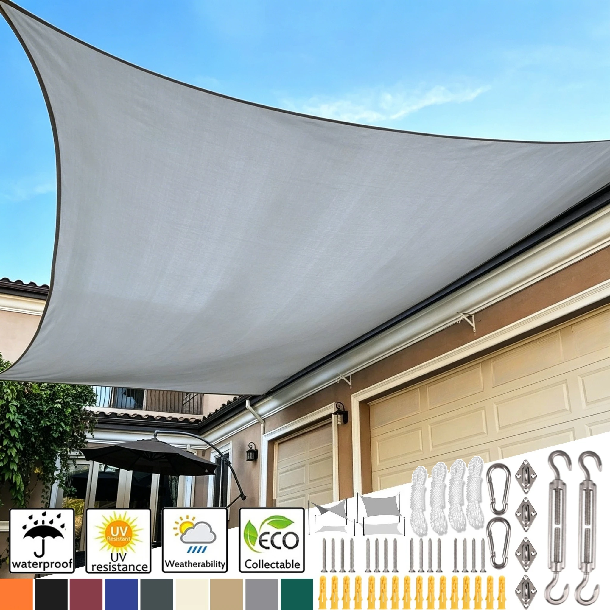 Rectangle Sun Shade Sail  98% UV Block Awning Canopy Waterproof Shade Sail Garden Sun Sail Patio Canopy for Outdoor Garden Patio