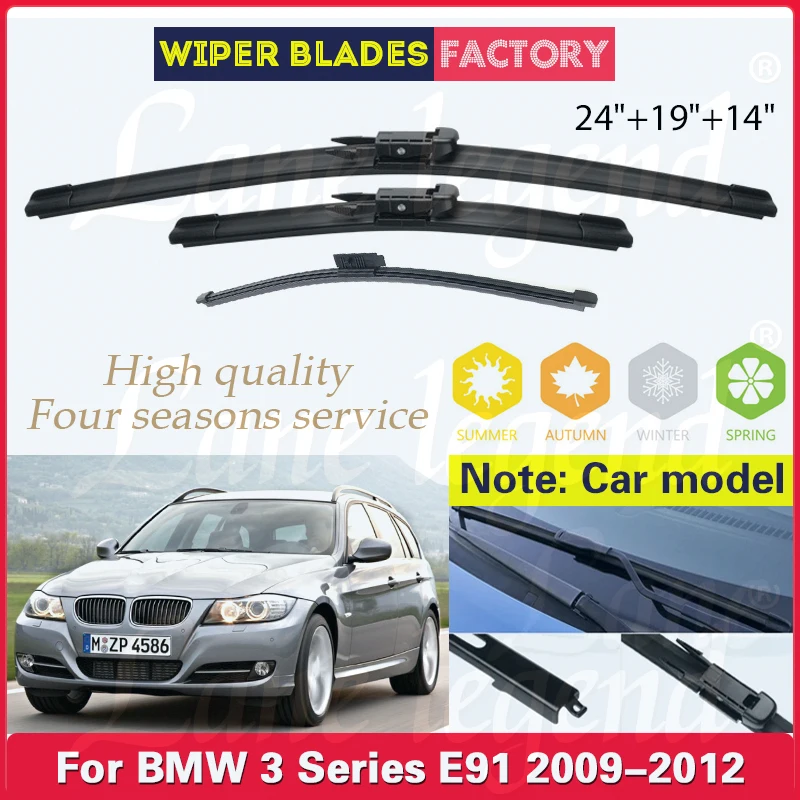 

Wiper Front Rear Wiper Blades For BMW 3 Series E91 2009 - 2012 Windshield Windscreen Window Brushes 24"+19"+14" Car Accessories