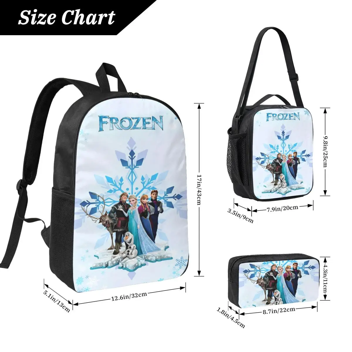 3 Stuks Frozen Elsa Prinses Schooltassen Set Voor Kinderen Potlood Dozen Rugzak Sets Met Lunchbox Voor Scholieren knapzak