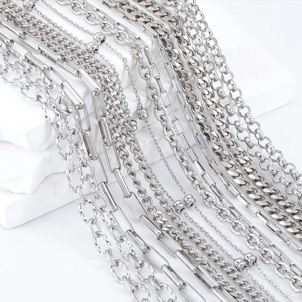 2 Meter lange Edelstahlketten in verschiedenen Ausführungen erhältlich für DIY-Halsketten, Armbänder, Schmuckherstellung, Zubehör, Perlenketten – Detail 2