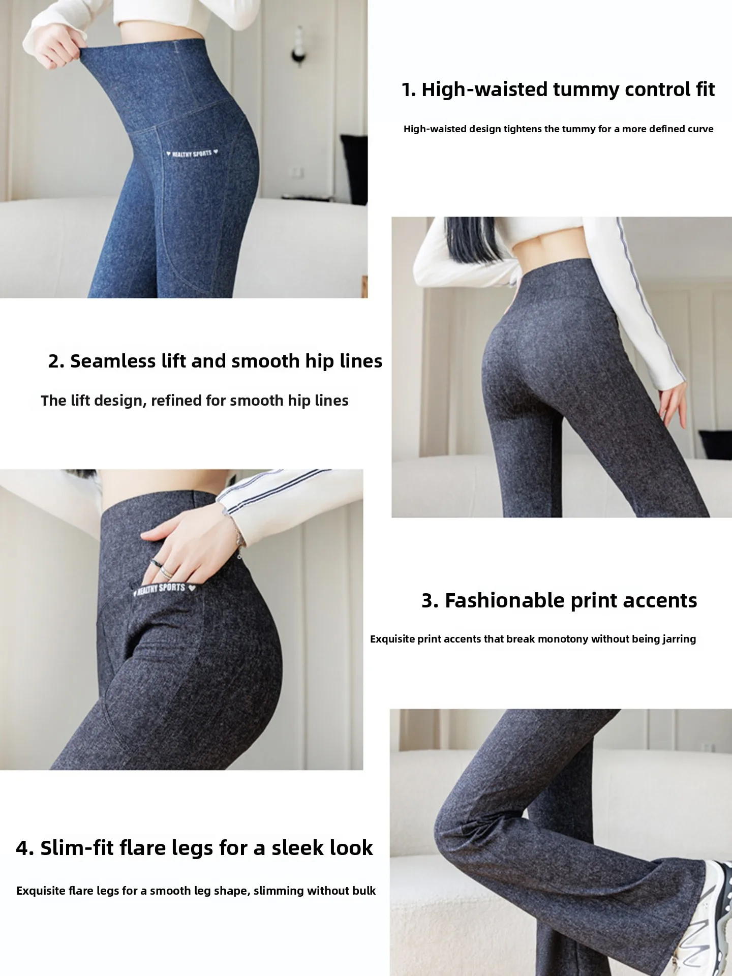 Spodnie do jogi z wysokim stanem, dzwony, cienki materiał, damskie, plus size, spodnie ark Fins, codzienne długie spodnie, poliester, spandex