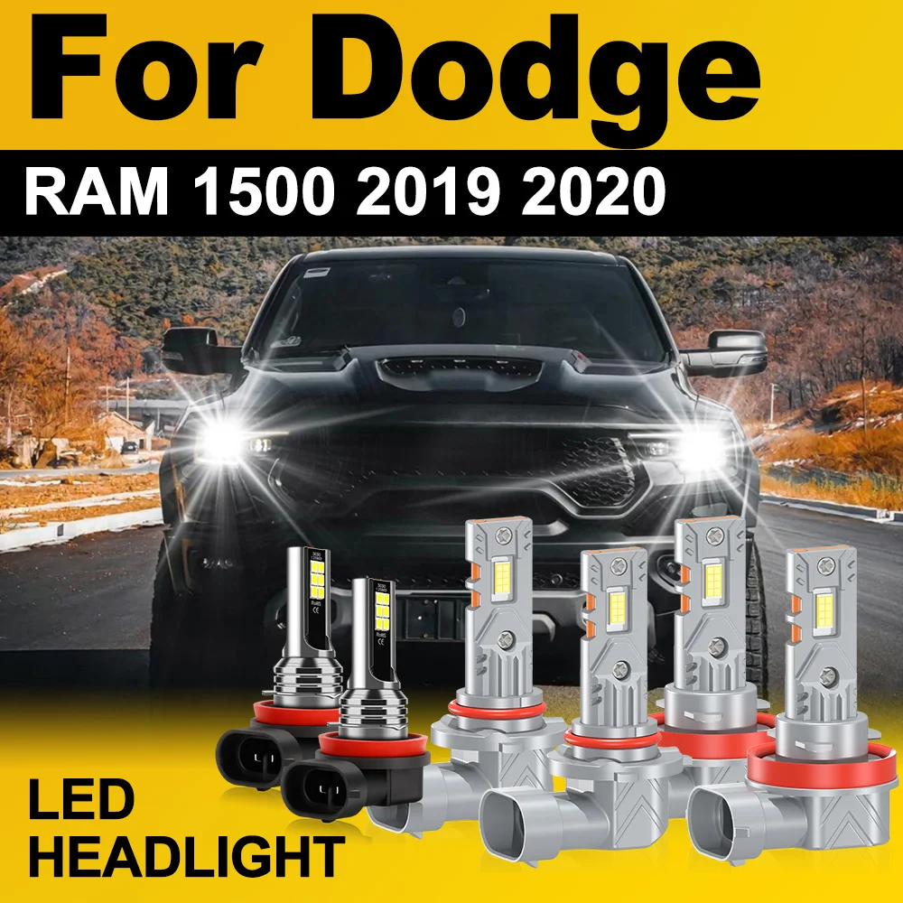 

60000LM Canbus No Error Car LED Headlight 6000K CSP Chips High Low Beam Fog Lamp For Dodge RAM 1500 2019 2020 Plug and Play