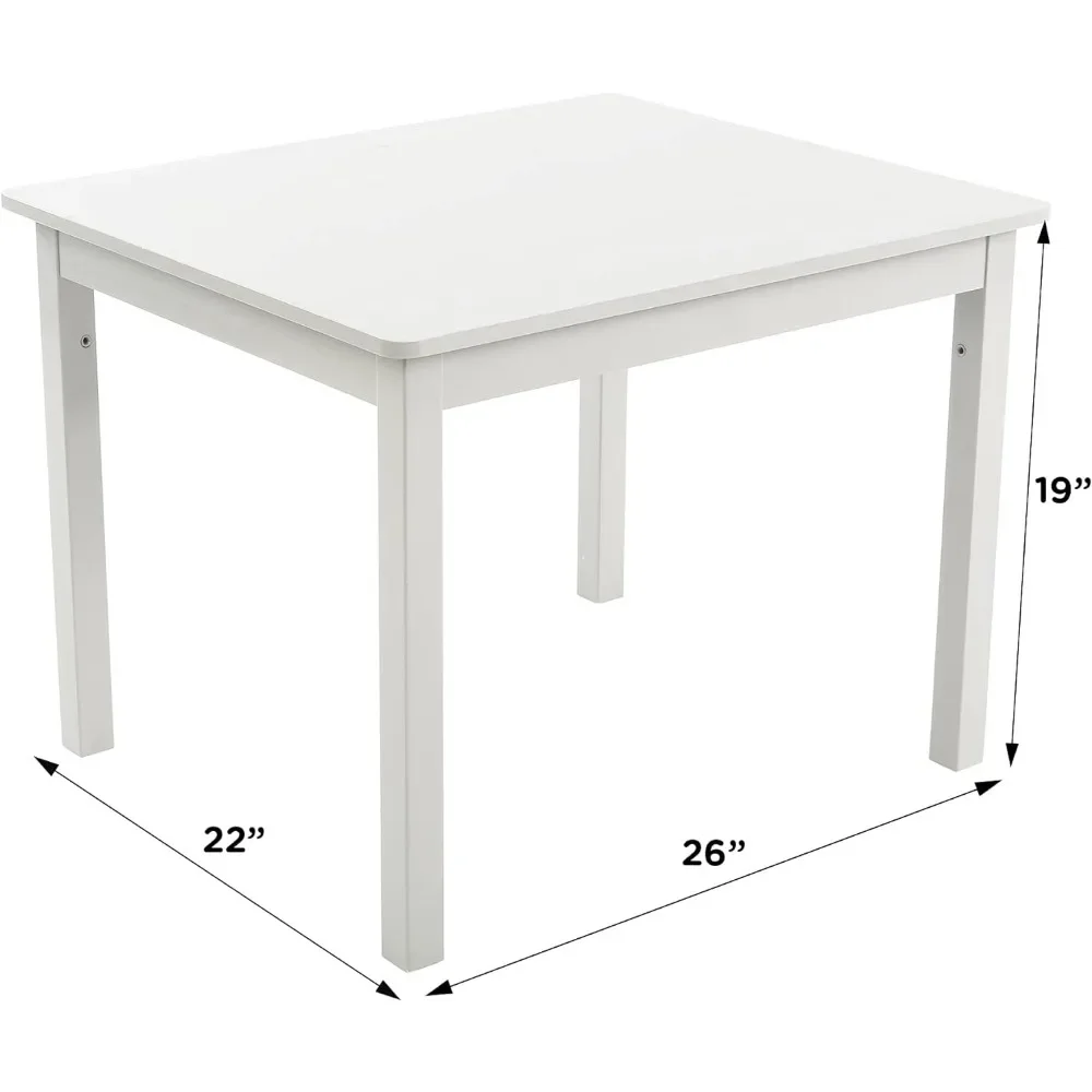 Juego de mesa y silla de madera para niños, 4 sillas incluidas, Ideal para Artes y manualidades, tiempo de aperitivos, decoración en casa, blanco,