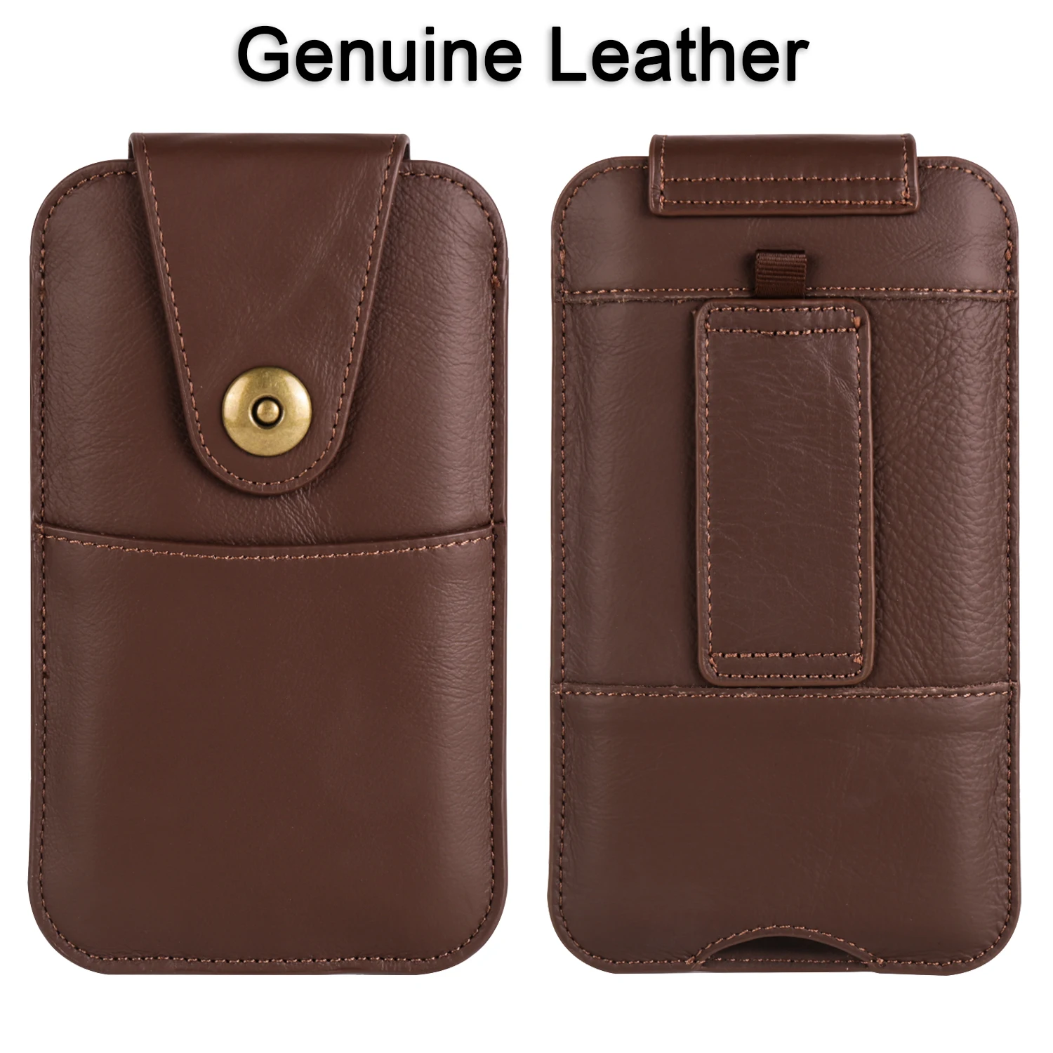 Cow Genuine Leather Phone Pouch Belt Clip Case Holder For iPhone 15 14 Pro Max 13 12 11 XR XS SE 7 8 Plus Men Waist Bag Holster