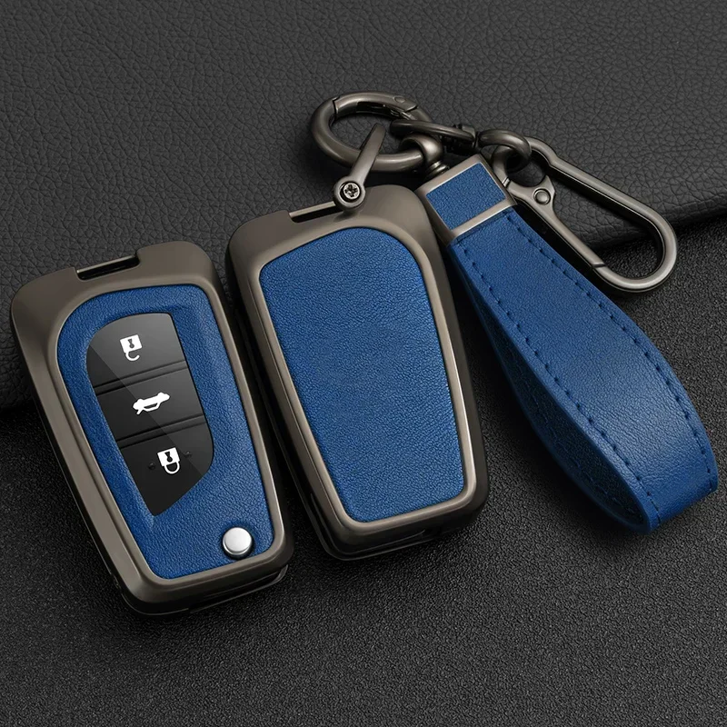 

Zinc Alloy Car Key Case Leather Cover For Toyota Auris Corolla Avensis Verso Yaris Aygo Scion TC IM 2015 Camry RAV4 Accessories