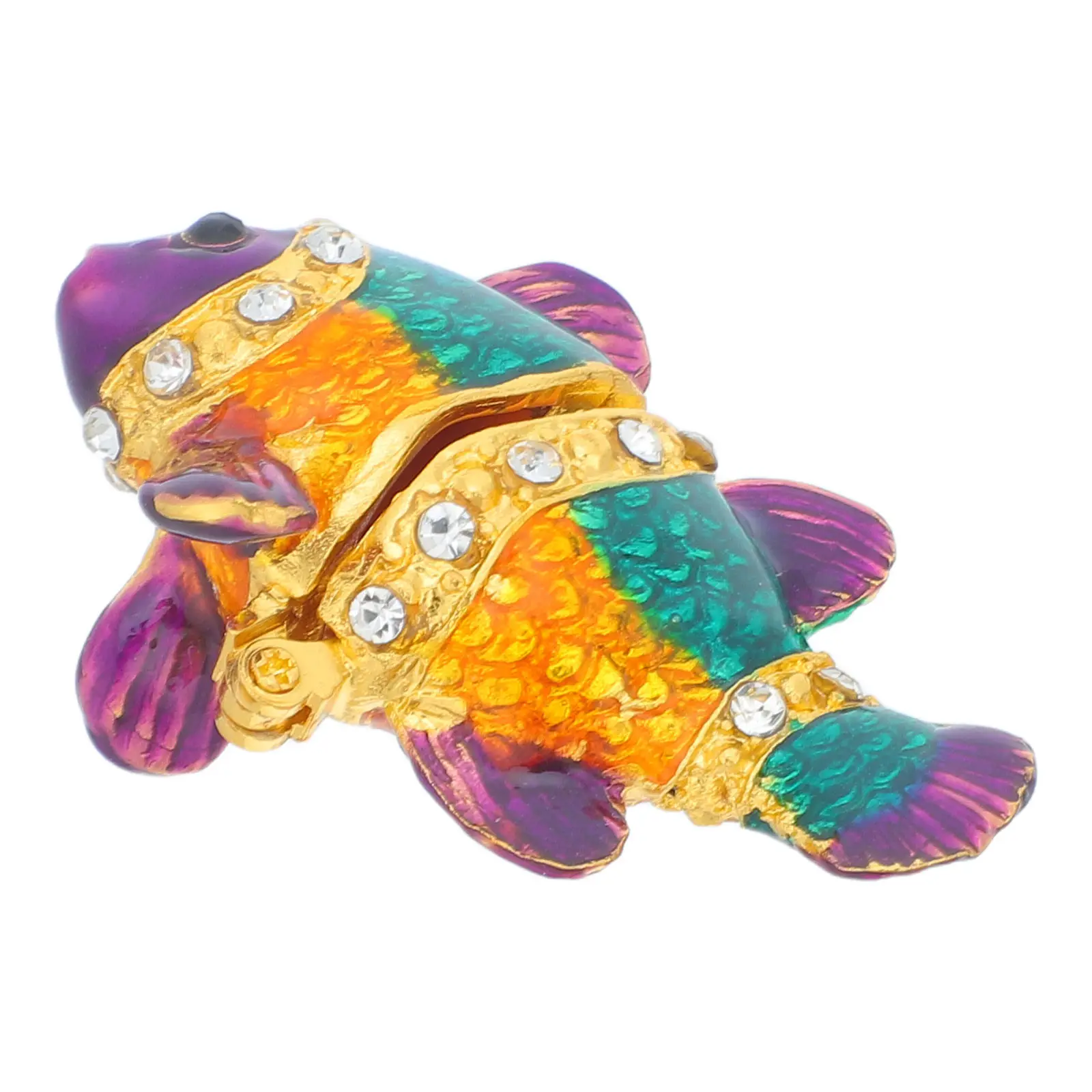 Colorful Koi Fish Metal Jewelry Box Purple Green Decorative Desktop Trinket Box Keepsake Organizer Necklace Storage Case Gift