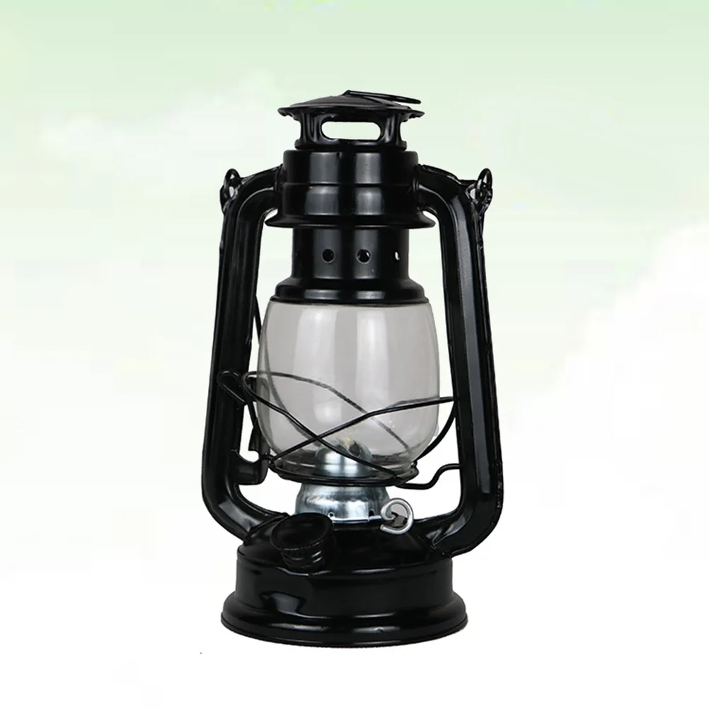 

2Pcs Vintage Lantern Black Glass Iron Windproof Portable Decoration Festival Party Gift Lamp