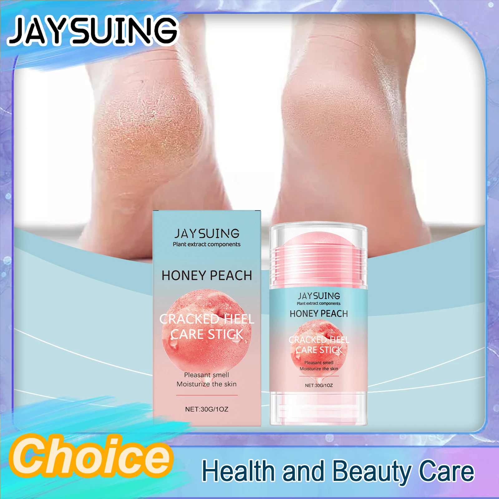 Foot Care Stick Peach Flavor Exfoliating Cracked Heel Repair Balm Stick Moisturizing Dry Feet Deeply Protect foot care daily 30g