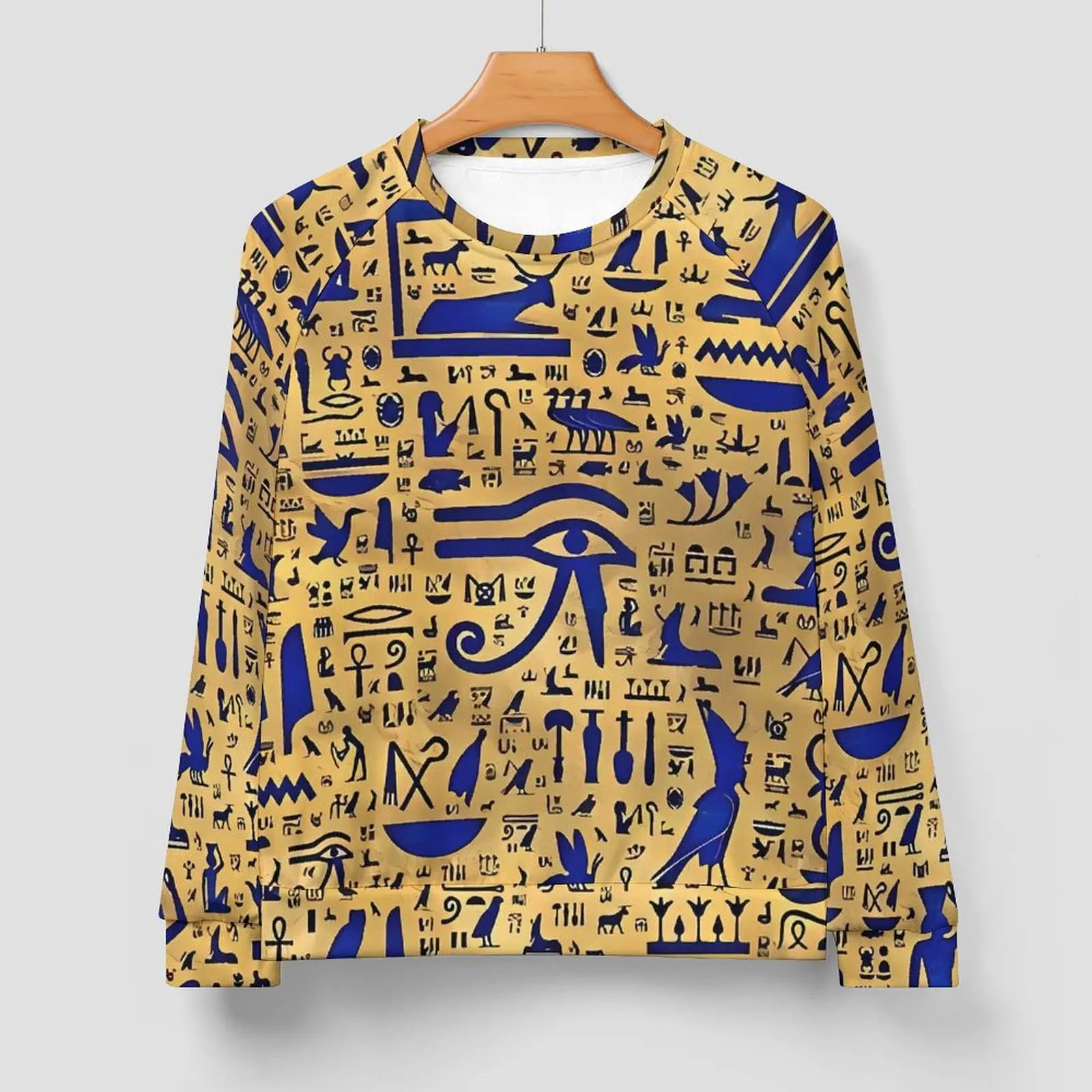 Ancient Egyptian Art Streetwear Sweatshirts Spring Lapis Lazuli and Gold Hip Hop Hoodies Male Oversize Outerwear O Neck Hoodie