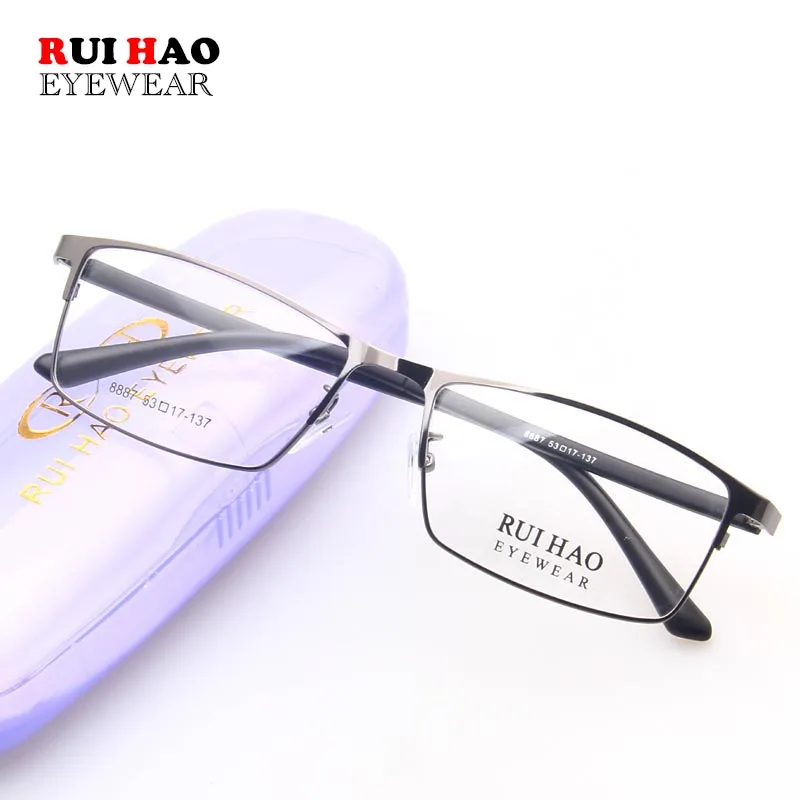 Montura de gafas sin montura para hombre, lentes rectangulares de diseño Retro de acero inoxidable, Unisex, 8887