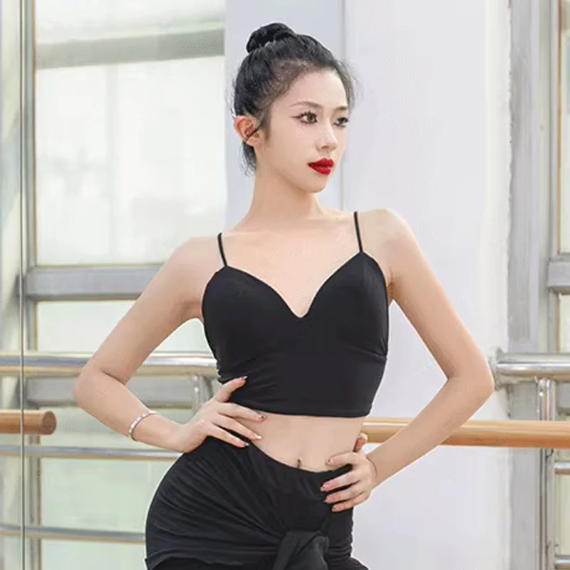 

Adult Sexy Sling Latin Dance Costume Female Ballroom Street Dance Wear Backless Cross Suspender 2026 New Tango Dance Tops XH1256