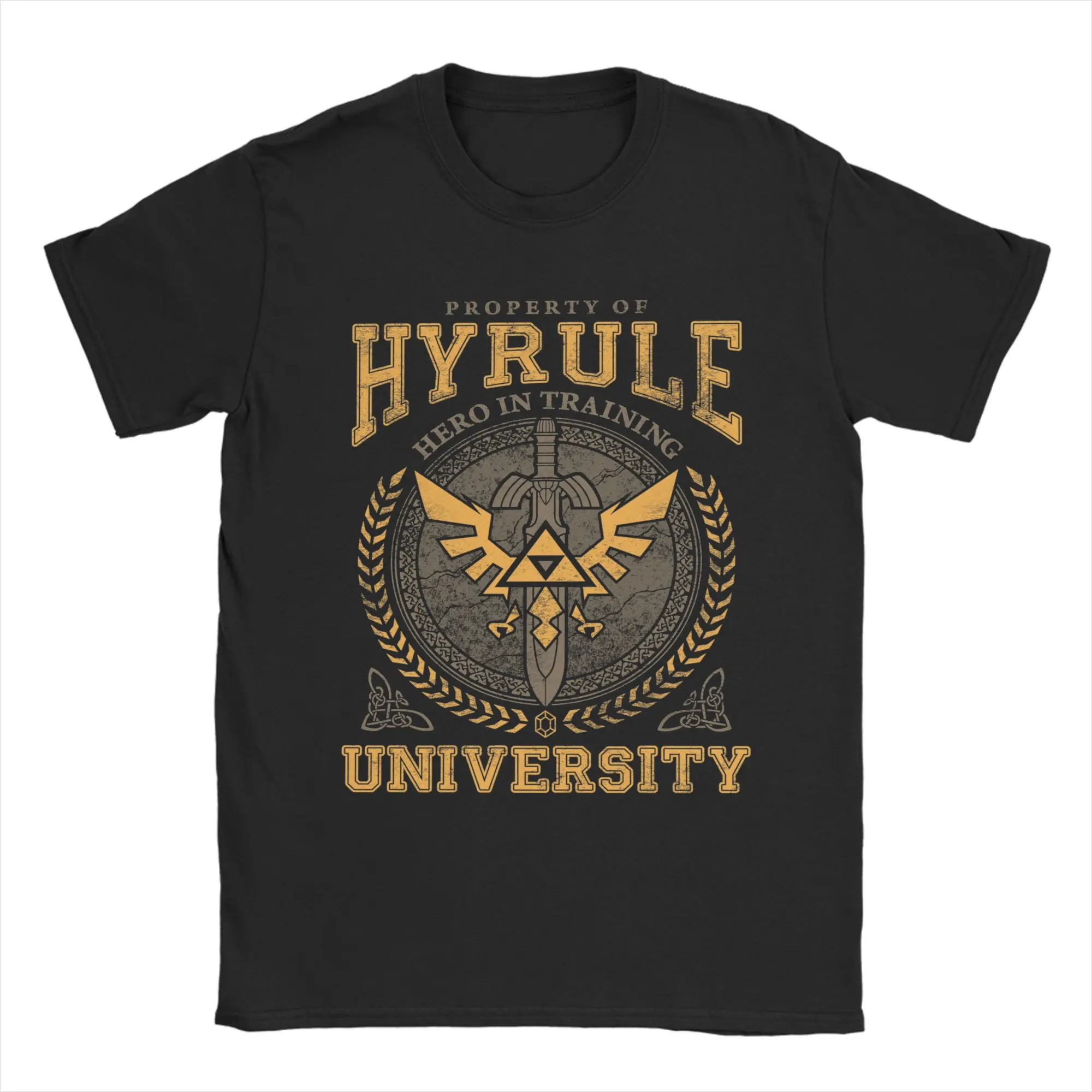 Grunge Zelda Logo Hyrule University Men O-neck Short Sleeve Tops Shirts  Cotton Summer Tops Shirts