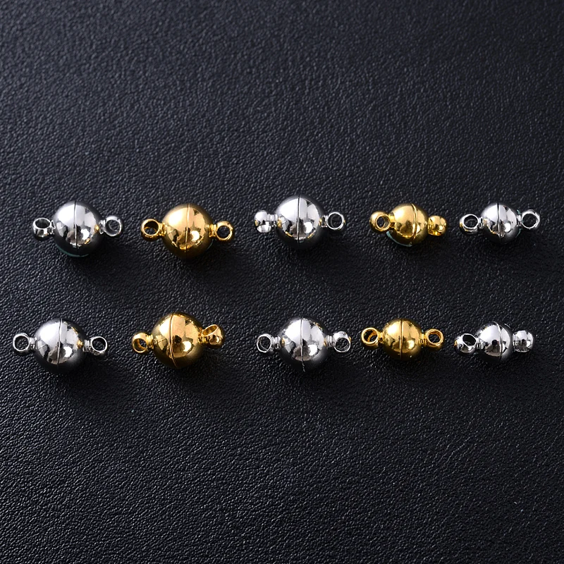 5Pairs Metal Two-Head Magnet Clasps 6/8/10mm Round Clasp Buckles For DIY Jewelry Making Necklaces Bracelet Connecting Accessory