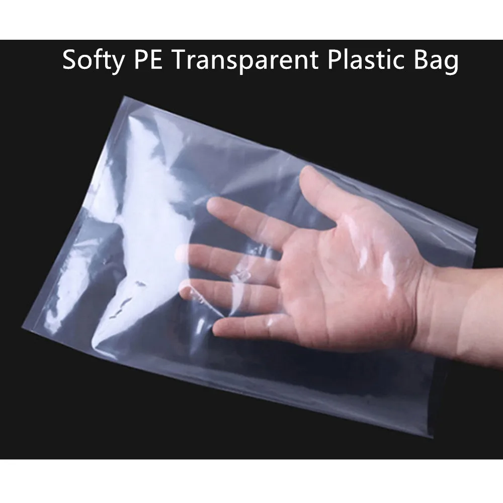 500Pcs Food Grade Clear PE Flat Bags - Waterproof Poly Plastic Lining Pack Pouch Towel Household Package Heat Seal Toys Pack-bag