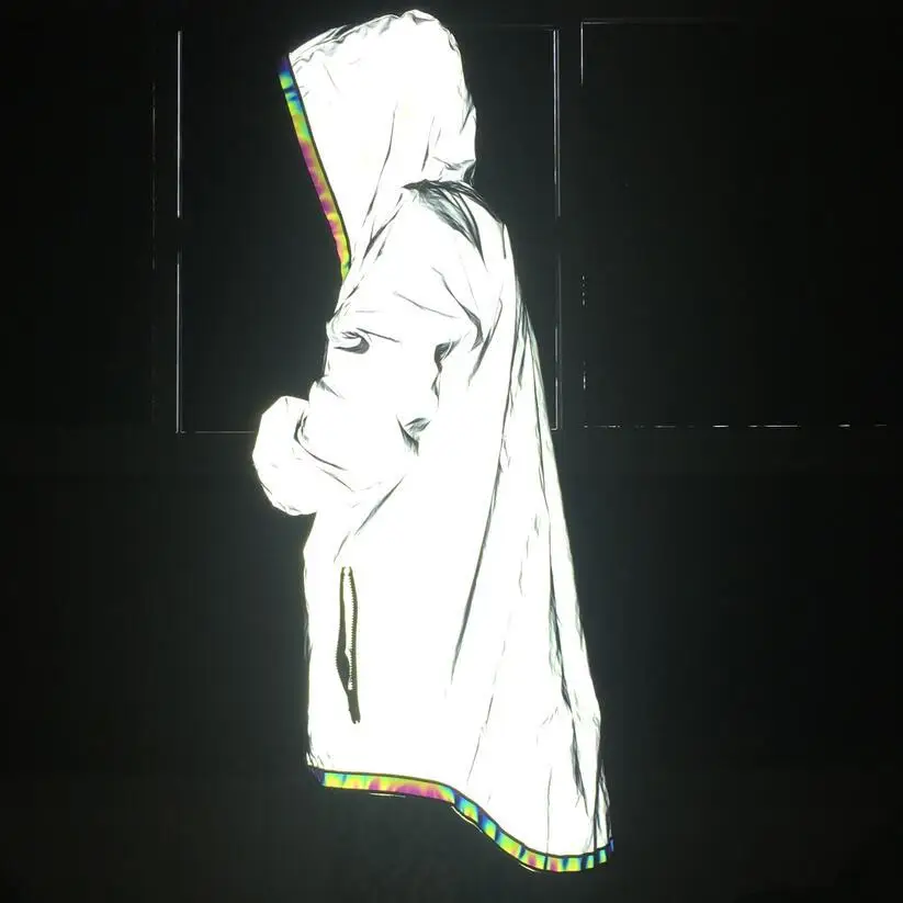 Holographic Reflective Rave Jacket | Iridescent Festival Wear Coat Clothing | Reflective Outerwear Track Cloak Rave Outfit