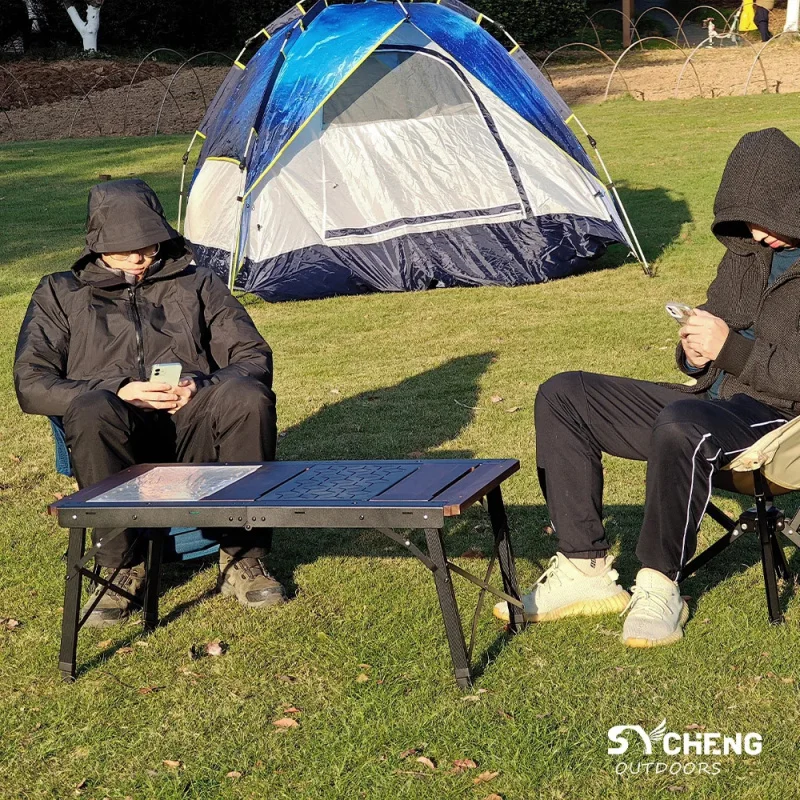custom.Outdoor Multifunctional Metal Folding Camping Barbecue Table Aluminum and Wooden IGT Tactical Table