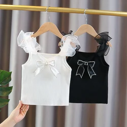 Lace Bowknot Girl Vest Kids Camisole Children Summer Tops Baby T shirt Girls Undershirts Outwear Teens Girls Clothes Sweet Tank