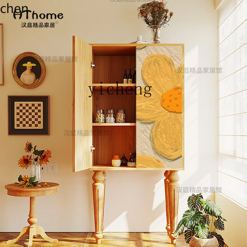 YFY  Home Living Room Solid Wood Chest of Drawers Clothes Closet Bed Front Cabinet Custom Painted Locker