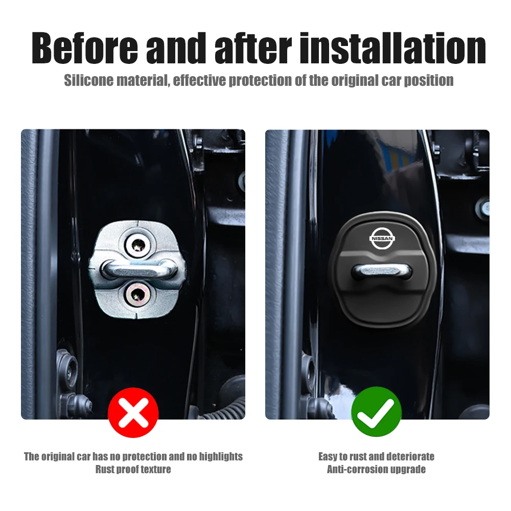 Car Door Lock Protective Cover For For Nissan Nismo Tiida Teana GTR 350Z 370Z 240SX Juke Versa Almera Accossories Car Styling
