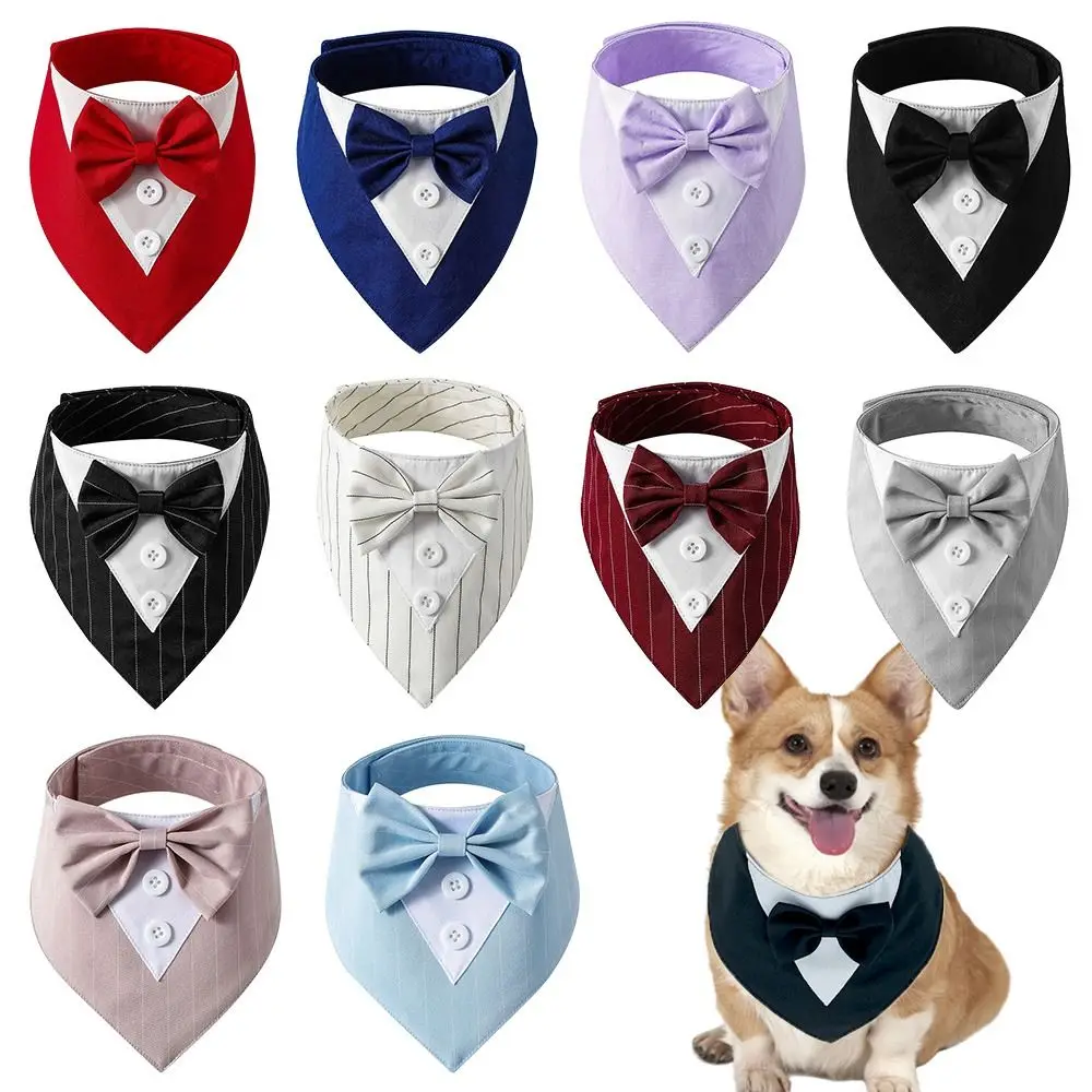 Formal Pet British Wedding Suit Gentleman Scarf Bow Tie Collar Dog Triangle Towel Saliva Towel Pet Decoration Accessories