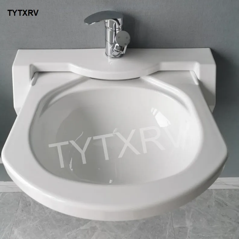 TYTXRV RV موتور المنزل قافلة شقة الفضاء الذكي الاكريليك المدمج في طوي الحمام الحمام المرحاض بالوعة بما في ذلك الصنبور #1