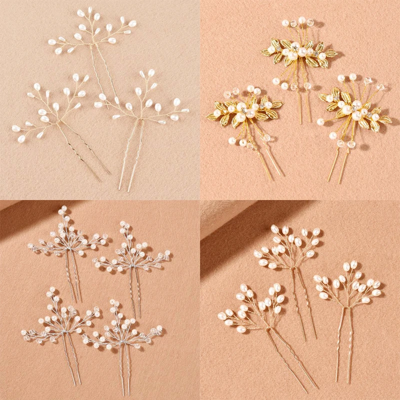 

Новые женские заколки для волос с жемчугом и листьями, металлическая заколка-заколка, свадебные украшения для волос, аксессуары, инструменты для дизайна свадебной прически
