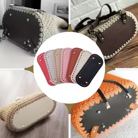21.5x10cm Long Bottom For Knitted Bag PU Leather Bag Base Handmade Bottom With Holes Diy Crochet Bag Bottom Accessories 1/3pcs