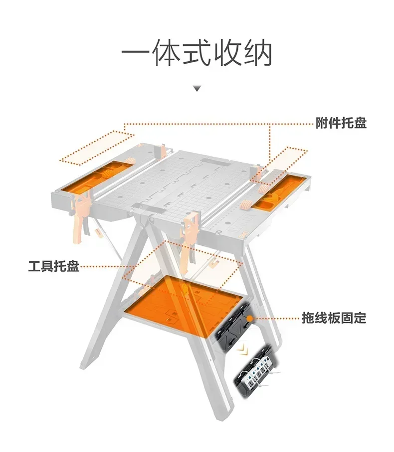 Multifunctional Workbench WX051 Mobile Woodworking Bench Folding Repair Table Household Tools Console for DIY Projects
