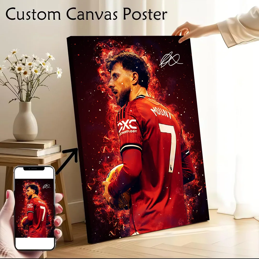 Mason Mount Footballer Red Jersey Poster Canvas Wall Art Personalized Print Modern Painting Perfect Gift for Home Decor Items