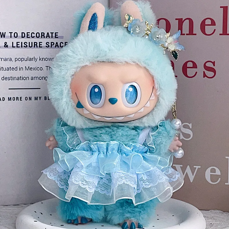 

17cm Labubu 1-3 Gen Doll Outfits | Blue Snowflake Skirt | Stylish Clothes for Labubu Plush Pendants Accessories