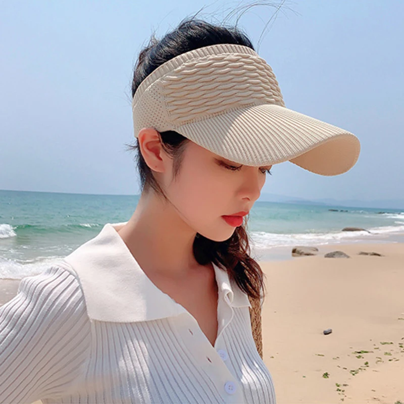 2022 New Women Hollow Out Knit Dome Bucket Hat Wide Brim Foldable Beach Caps Summer Sun Hat Outdoor Baseball Cap