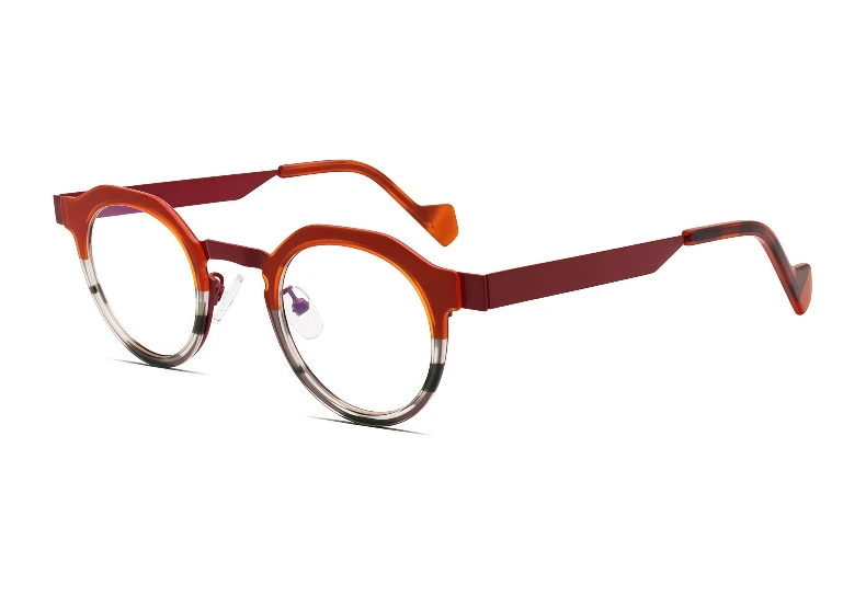 Retro Hochwertige Acetat-Brillen, handgefertigt in Japan, mit einem runden, modischen Rahmen, Unisex-Designer-Markenbrille. – Detail 17