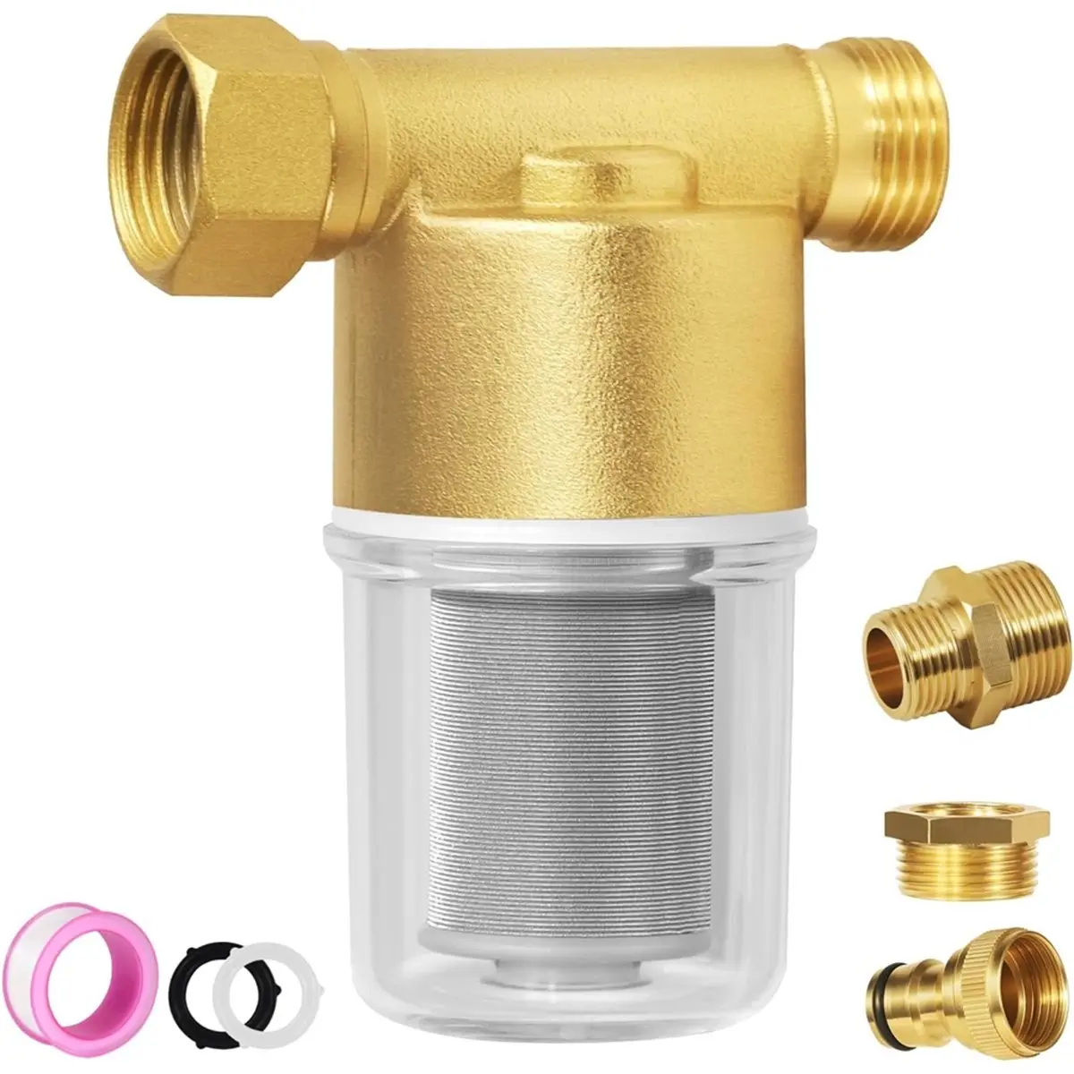 Promotional-Reusable Sediment Filter, Brass Inline Water Filter, Fit 1/2