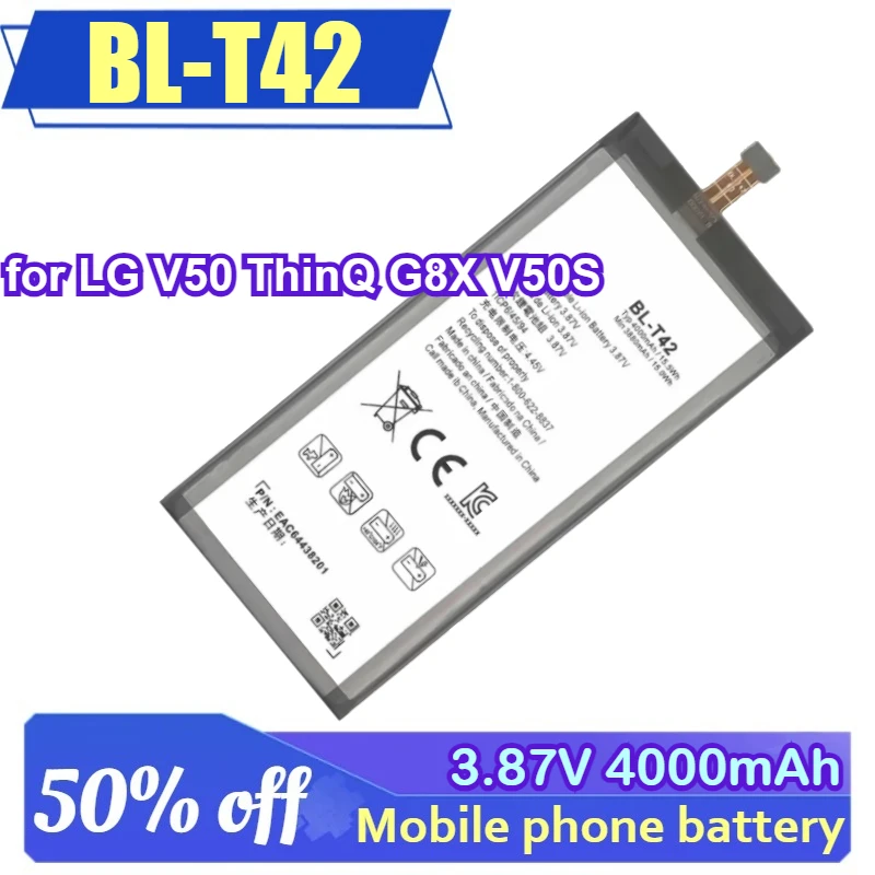 

BL-T42 3.87V 4000mAh for LG V50 ThinQ G8X V50S Large Capacity Mobile Phone Battery with tools