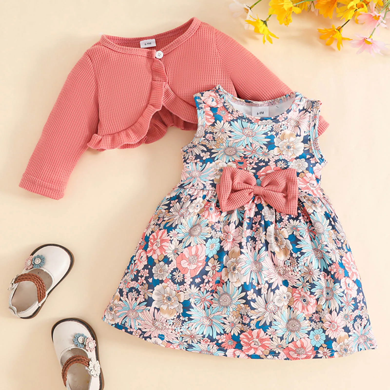 فستان كريزي 8 للأطفال الصغار، فستان كاجوال عصري للفتيات الصغيرات، قمصان بأكمام طويلة وطبعة زهور حلوة للفتيات