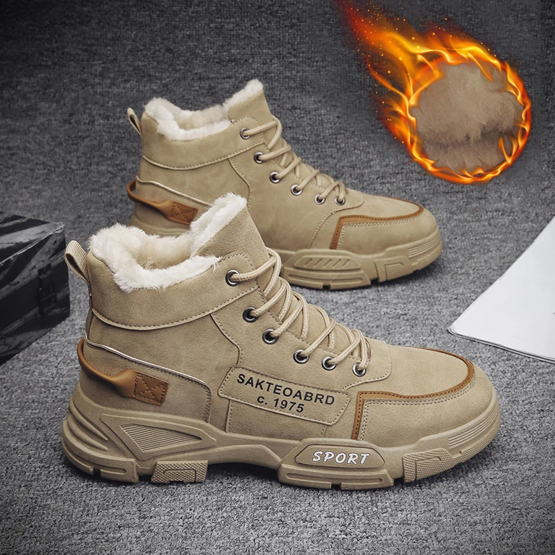 New Boots for Men's Winter Fashion Winter Men's Shoes Plush Thickened Plush Shoes Trend Versatile Warm Snow Boots