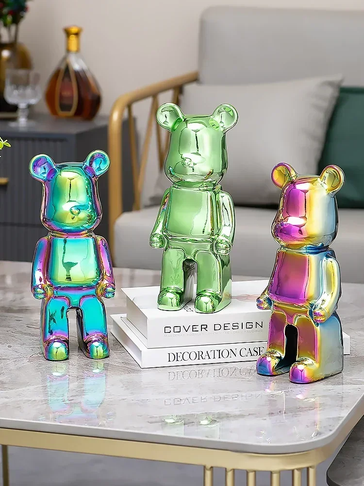 

Electroplated office desk, ceramic violence bear, fashionable desktop decoration, bear brick, luxurious living room decoration