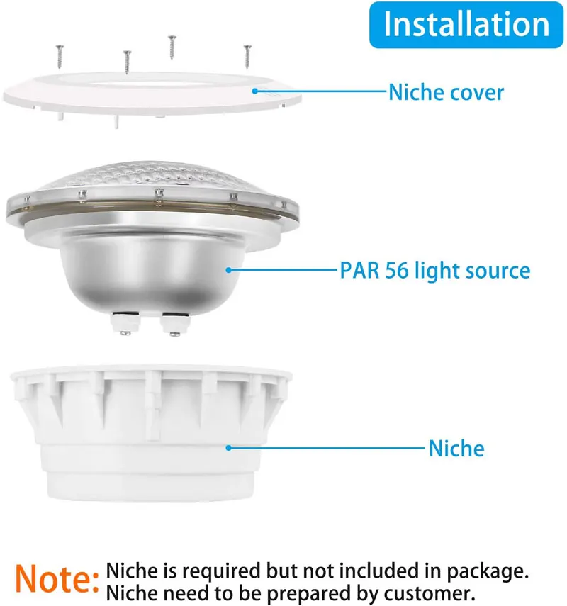 Imagem -03 - Led Piscina Luz Par56 Substituição Fonte de Luz Ac12v Recessed Piscina Luz com Controle Remoto Subaquática Holofotes 35w