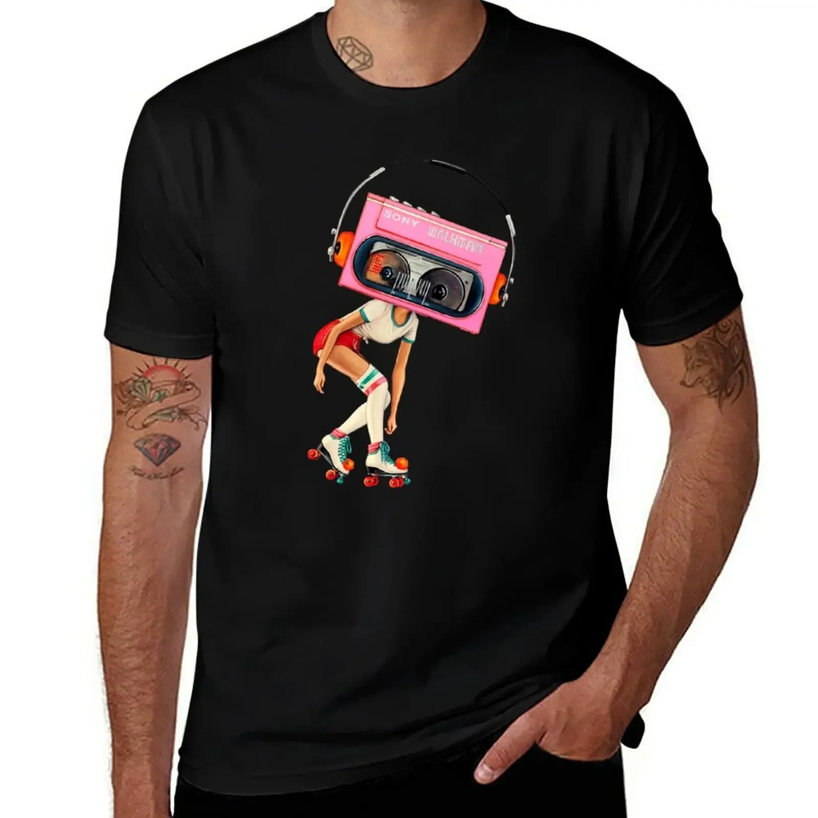 Casette Deck Roller Skate Pin-Up T-Shirt shirts graphic tees anime hippie clothes mens graphic t-shirts hip hop