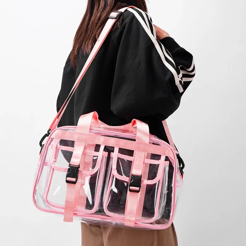 

New Fashionable Transparent Travel Beach Bag Large Capacity Sports Jelly Bag Fitness Crossbody Bag Swimming Storage Shoulder Bag
