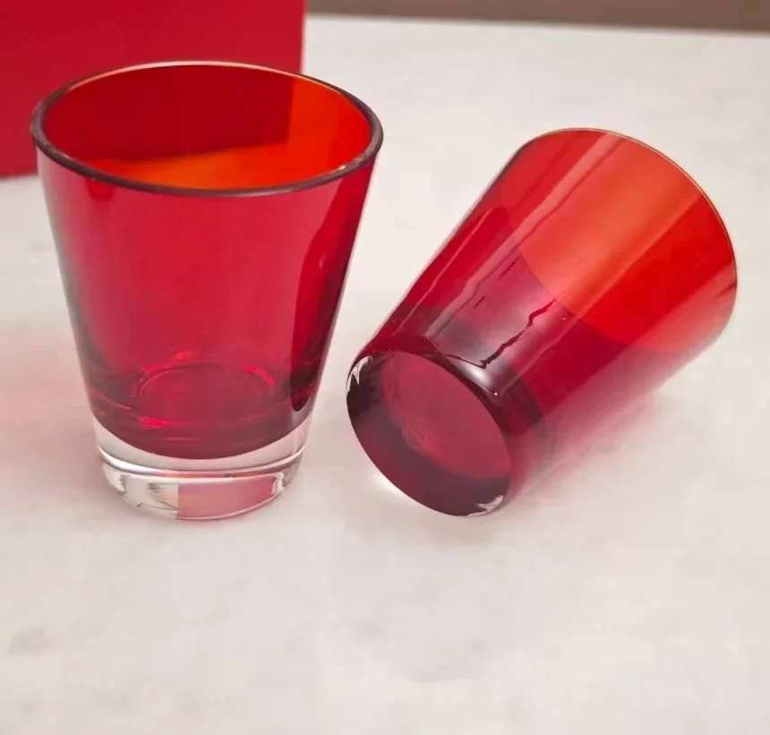 2pcs a set 10x8.3cm 220ML Crystal cups water flat-bottomed cup glass with Gift box