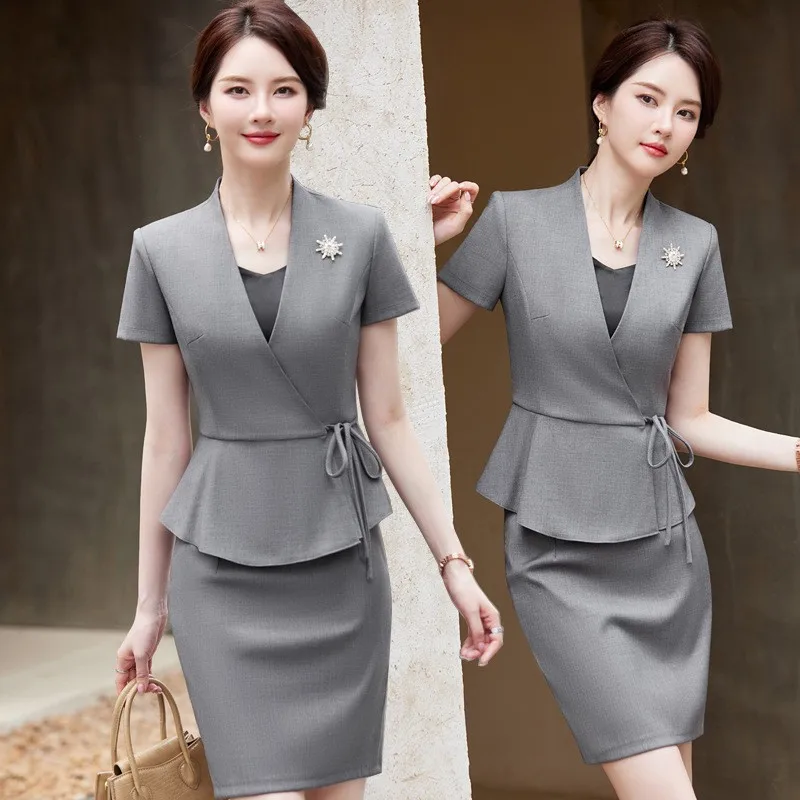 

Business Wear Temperament Goddess Style Summer Hotel Receptionist Uniform Sales Department Suit Female Beautician Work Clothes S