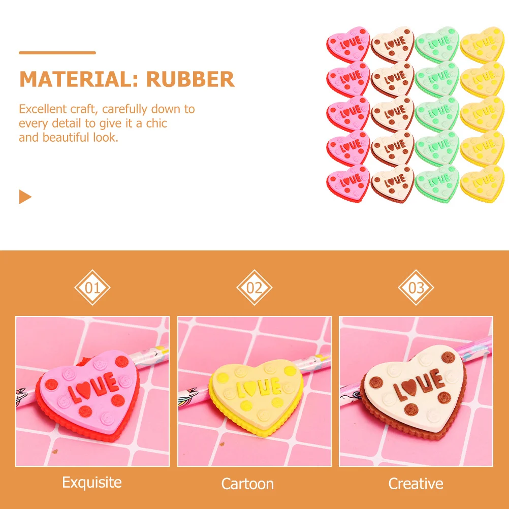 

20Pcs Cake Erasers Small Colorful Heart Shapes Kids Party Favors School Work Bulk Erasers Creative Fun Kids Party Favors
