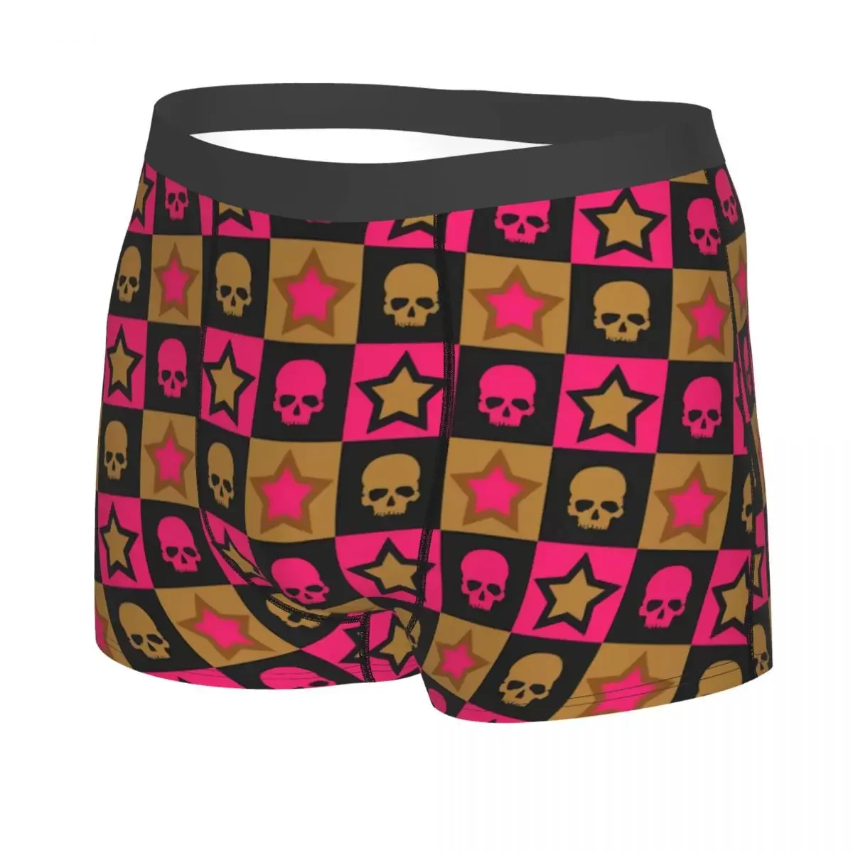 Custom Grunge Star Skull Print Underwear Men Breathbale Boxer Briefs Shorts Panties Soft Underpants For Male