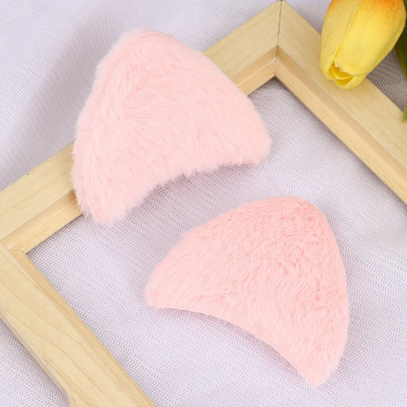 30Pcs 5*5cm Cute Plush Cat Ear Padded Appliques For DIY Headwear Hairpin Crafts Decoration Clothes Accessories