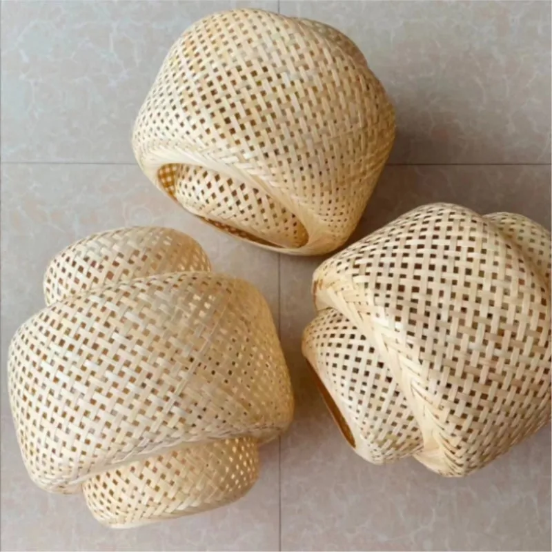 Creative bamboo woven lampshade for homestay, traditional handmade weaving, retro decoration, hanging lampshade